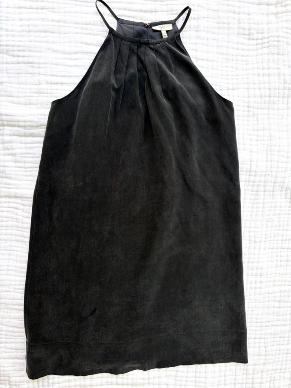 Joie Black Silk Mini Dress XS High Neck Sleeveless Shift Minimalist
